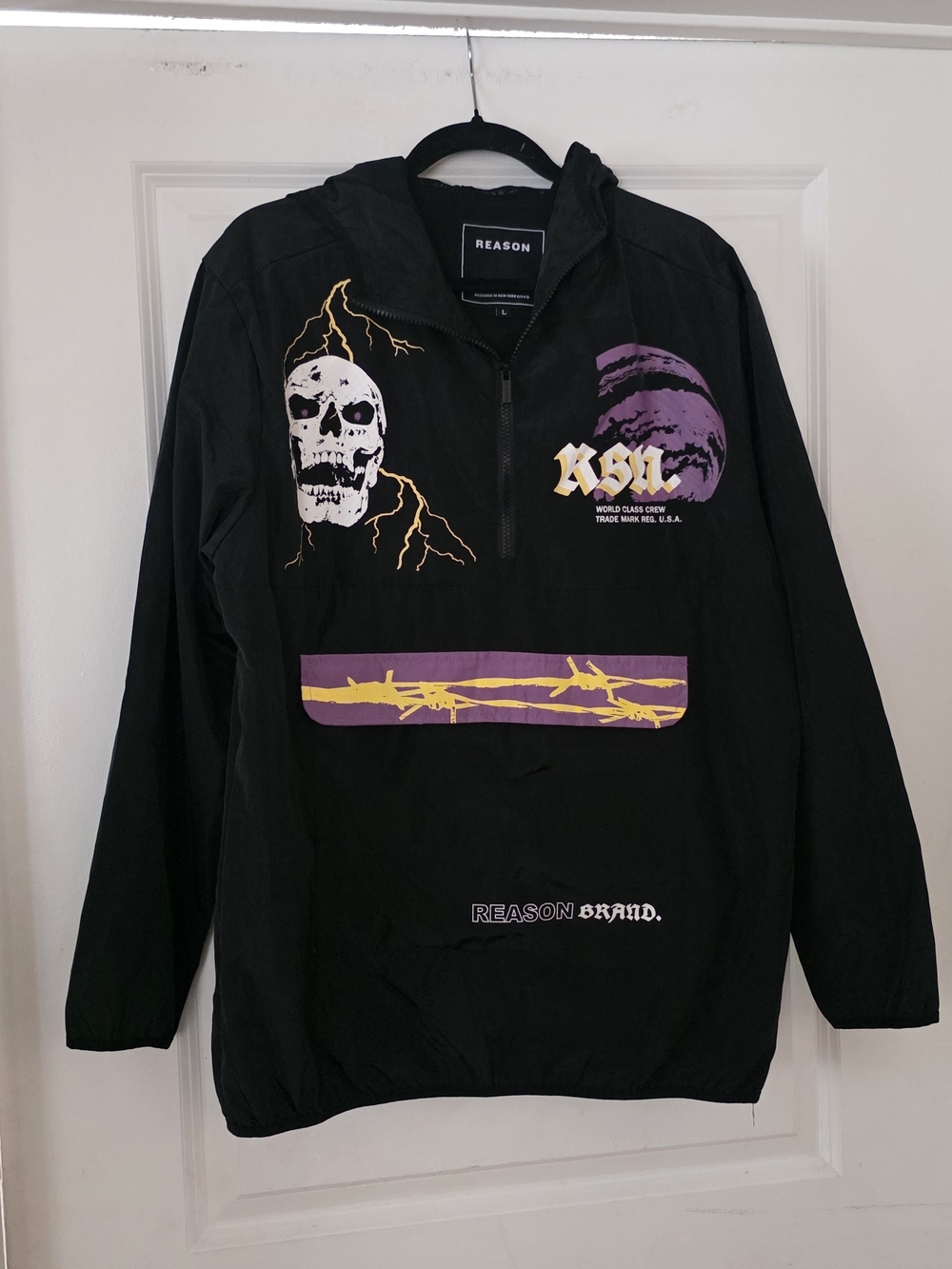 Reason Illusion Anorak Wind Breaker In Black. Hooded.